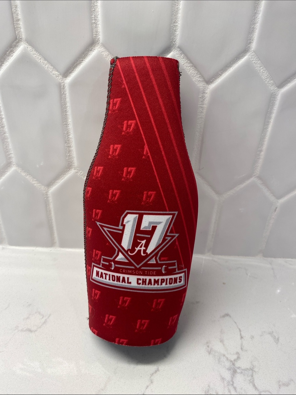 Alabama Crimson Tide Red 17 National Champions Bottle Cooler University Frat 🐘